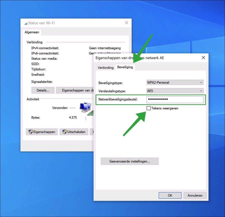 wifi wachtwoord weergeven en wijzigen in windows 10