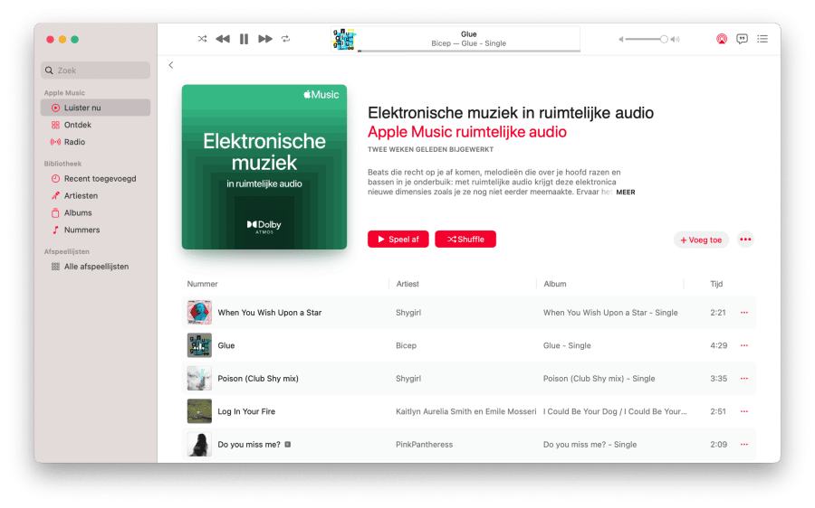 Apple Muziek ruimtelijke audio