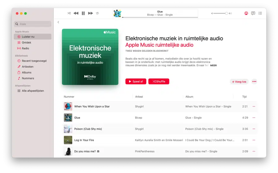 Apple Muziek ruimtelijke audio