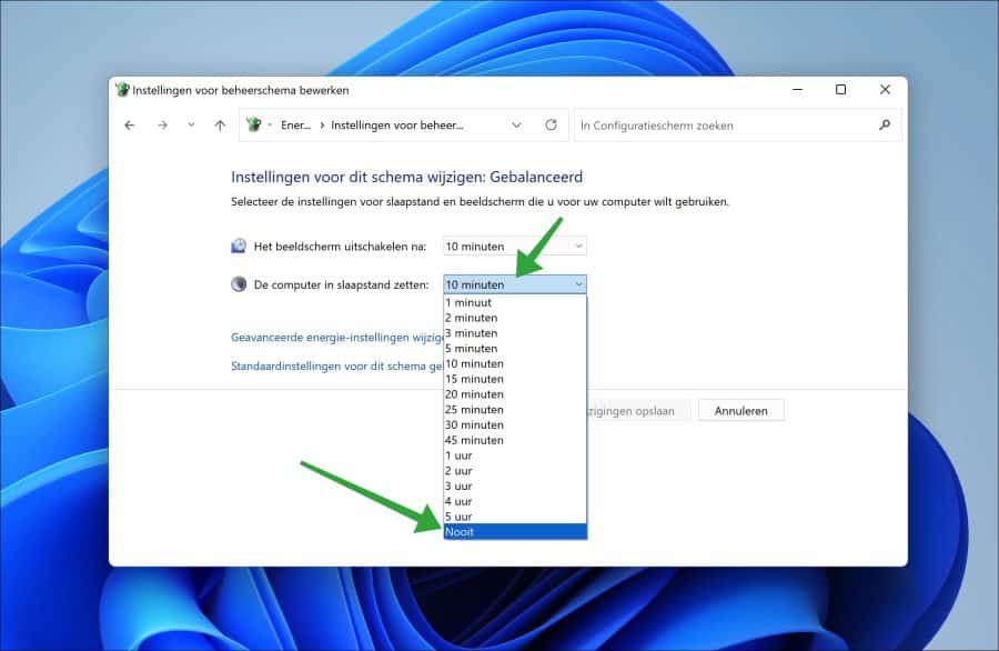 De computer nooit in slaapstand zetten