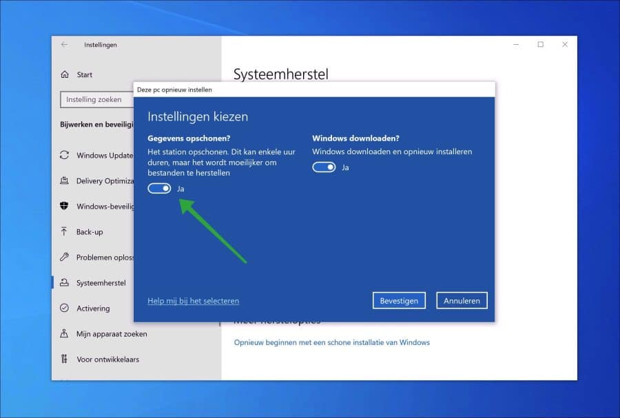 Gegevens opschonen in Windows 10 voor verkoop