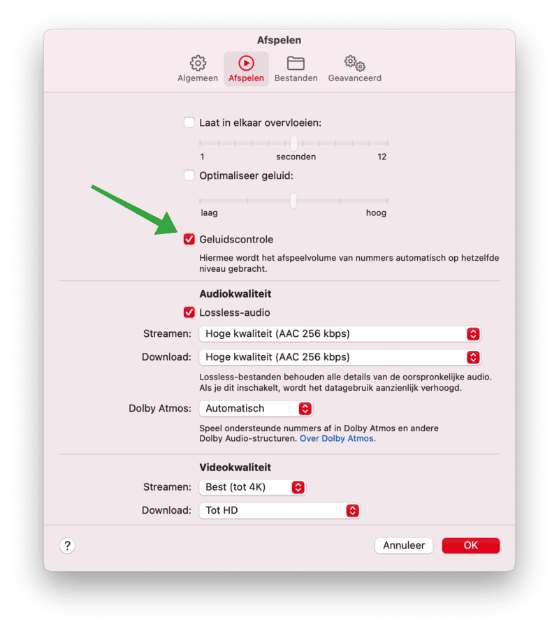 Geluidsvolume in Apple Muziek
