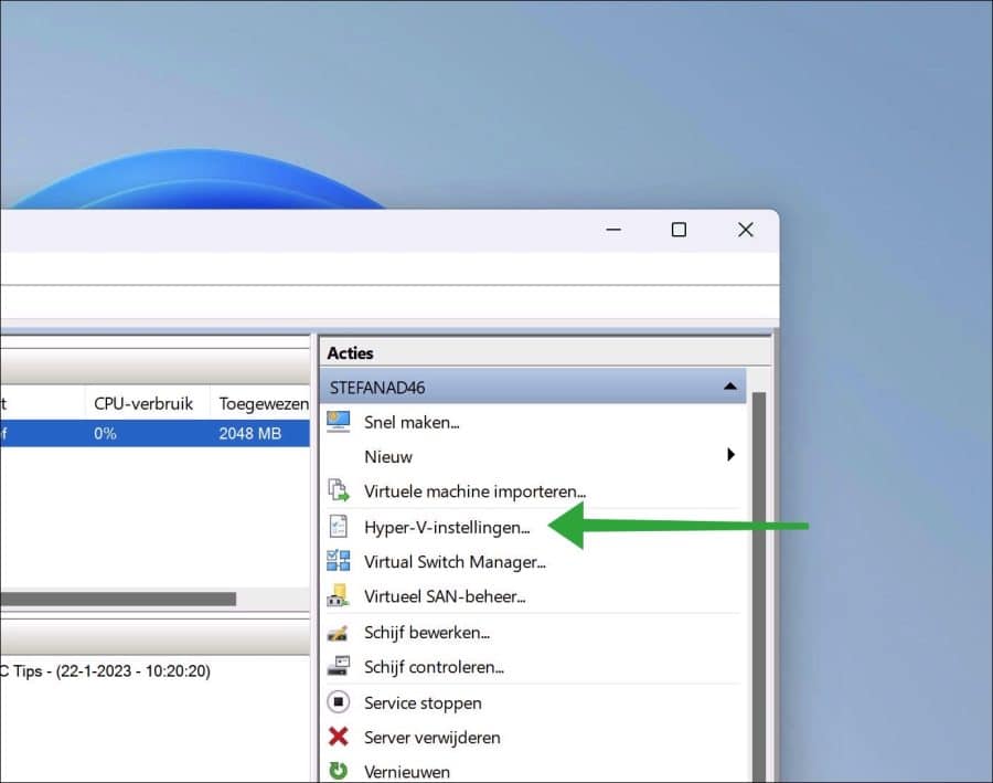 Hyper-V instellingen