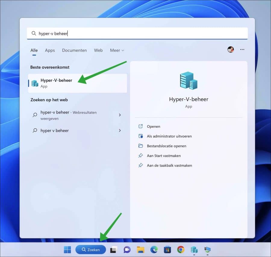 Hyper-v beheer openen