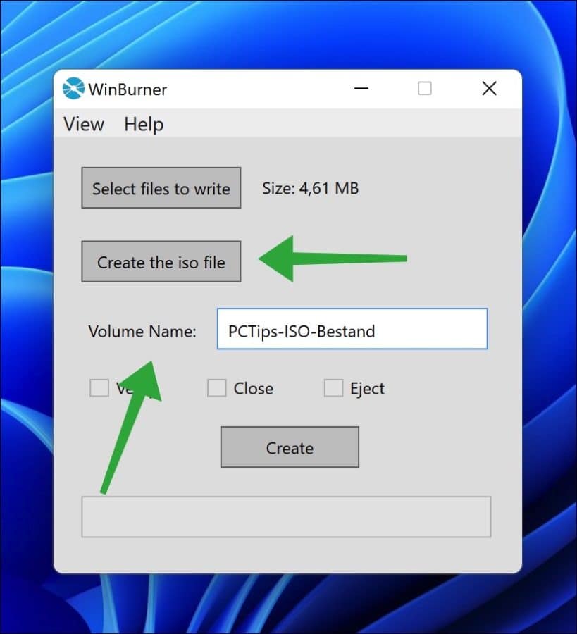 Create ISO file