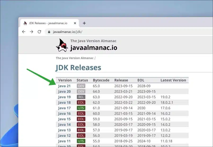 JDK versie 21