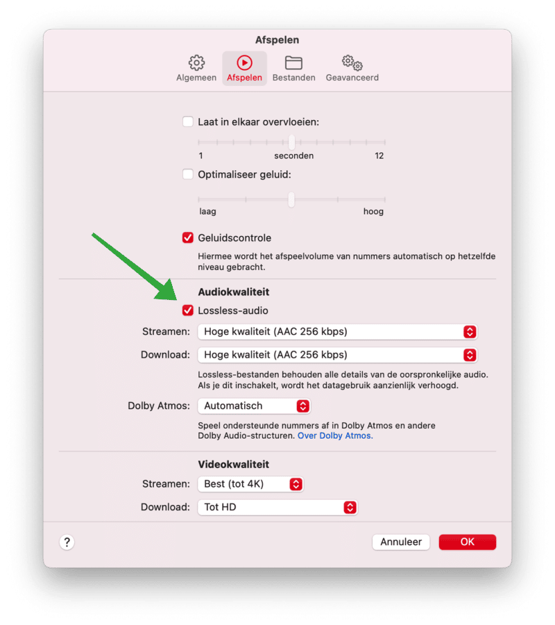 Lossless-audio in Apple Muziek