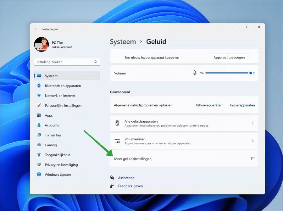 Meer geluidsinstellingen