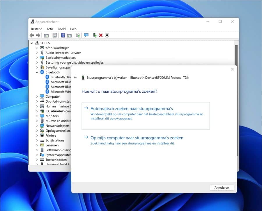Op mijn computer naar stuurprogramma zoeken