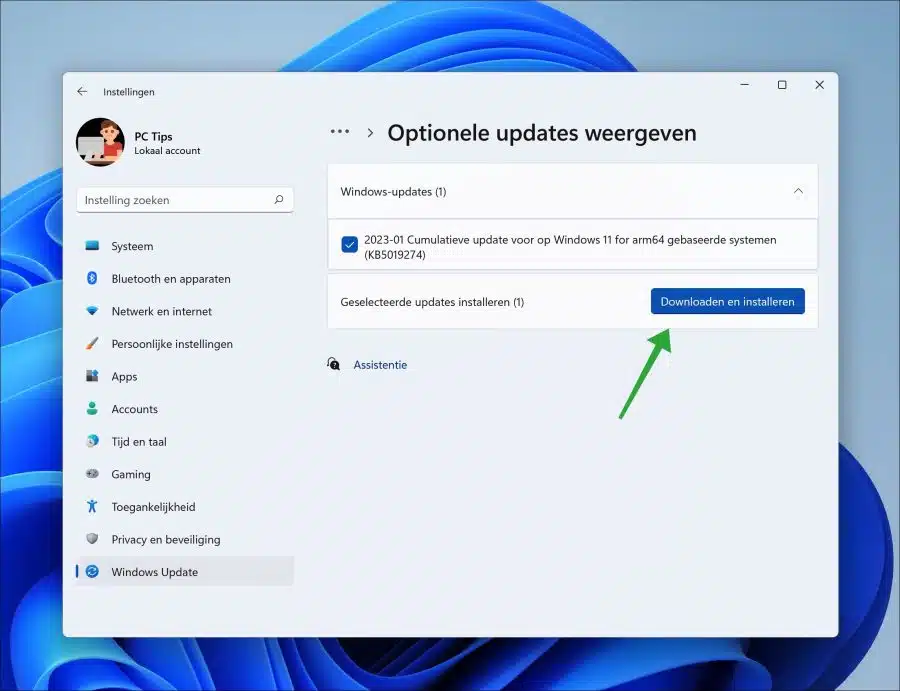 Optionele update installeren in Windows 11