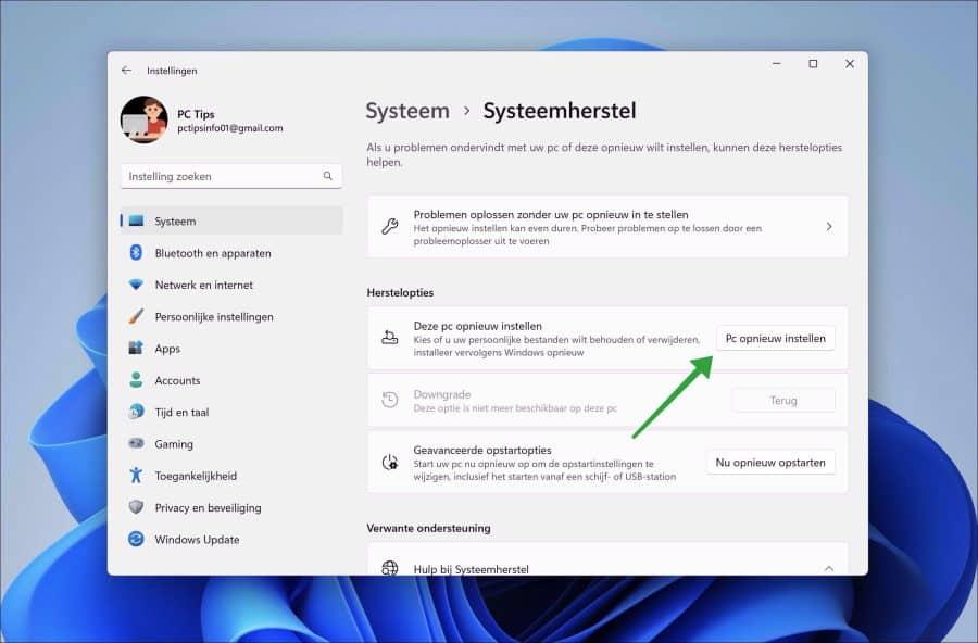 PC Opnieuw instellen