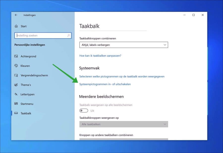 Systemsymbole aktivieren oder deaktivieren