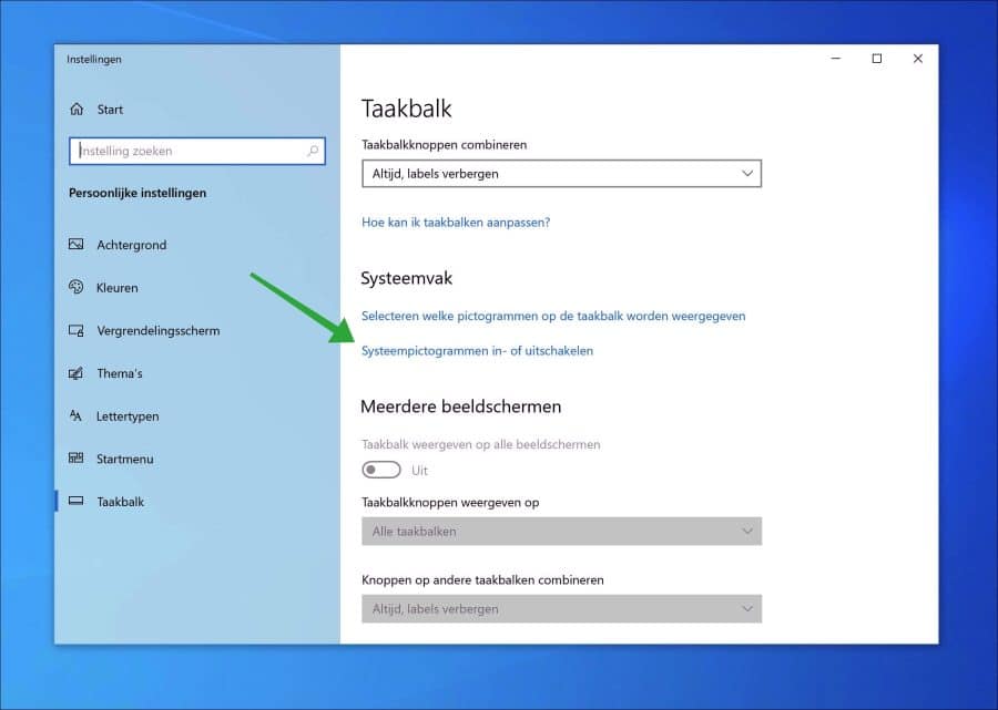 Systeempictogrammen in- of uitschakelen