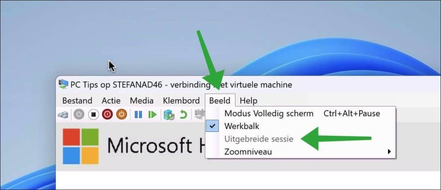 Uitgebreide sessie in hyper-v inschakelen