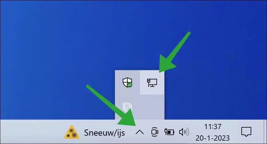Wifi of netwerkpictogram in het overloopmenu
