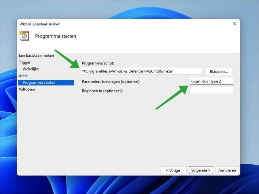 Windows Defender geplande scantype