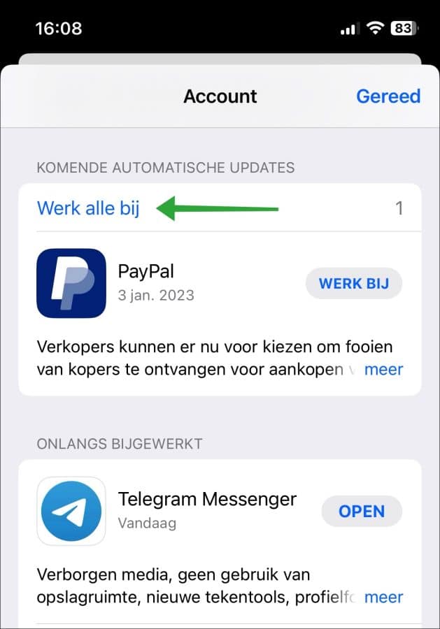 iPhone apps handmatig updaten