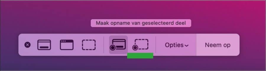 maak opname van geselecteerd deel