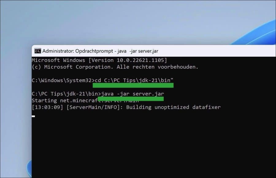 minecraft server uitvoeren