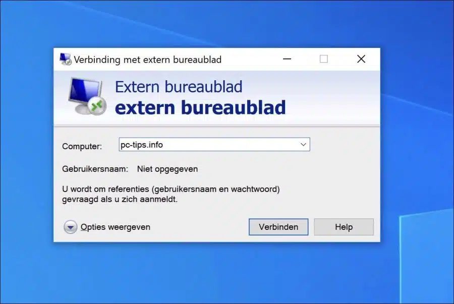 verbinding met extern bureaublad maken in Windows 10
