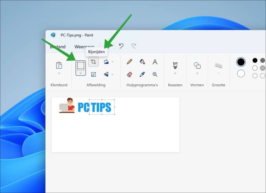 Afbeelding bijsnijden met Paint