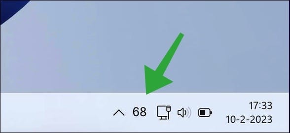 Batterij percentage in de taakbalk