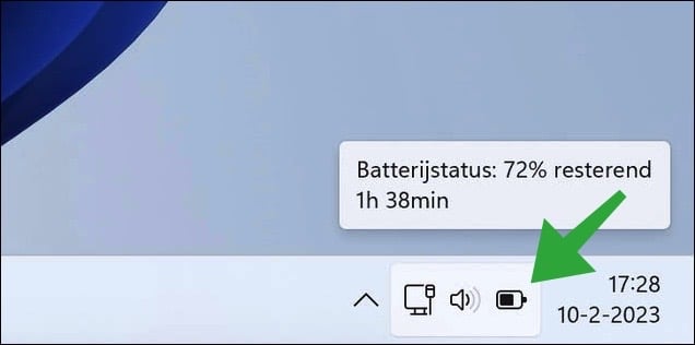 Batterijstatus percentage