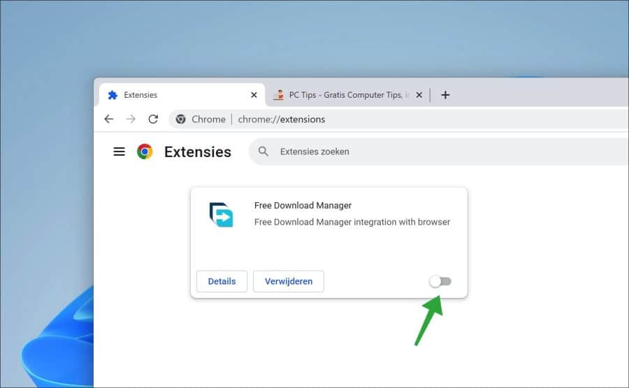 Chrome extensies uitschakelen