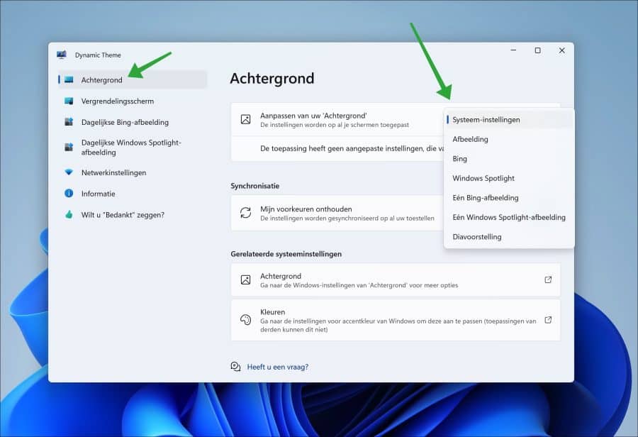 Dagelijks nieuwe achtergrond instellen in Windows