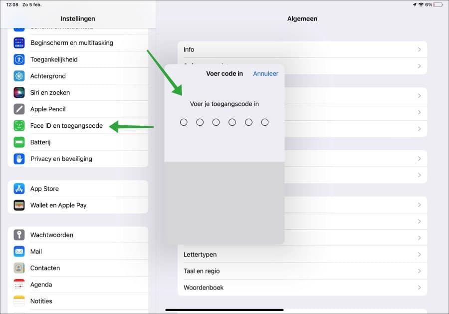 Face ID en toegangscode