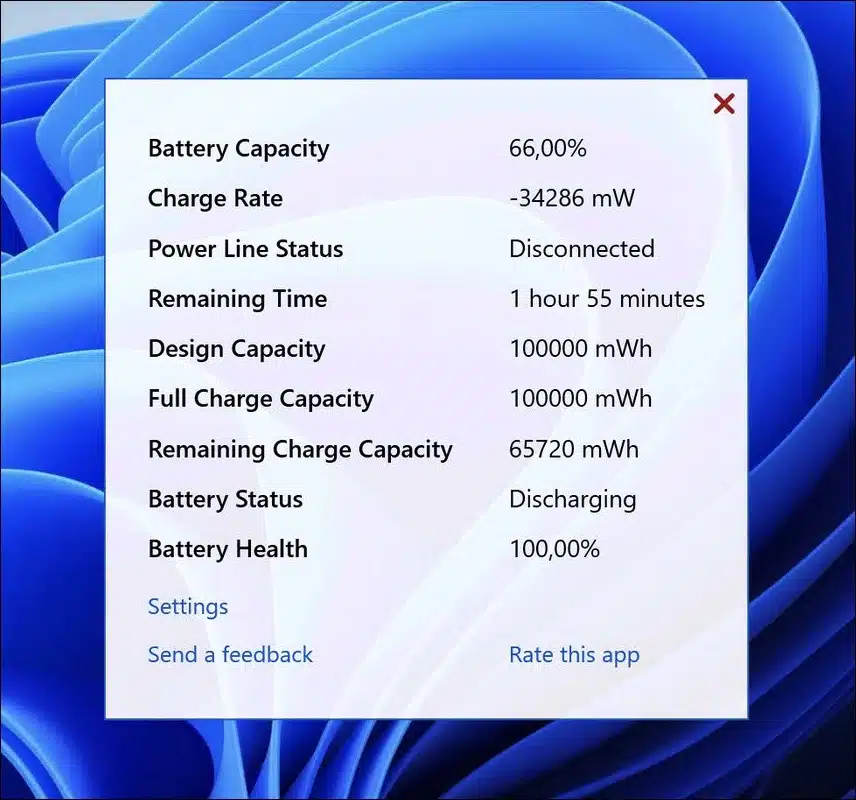 Meer informatie over het batterij percentage