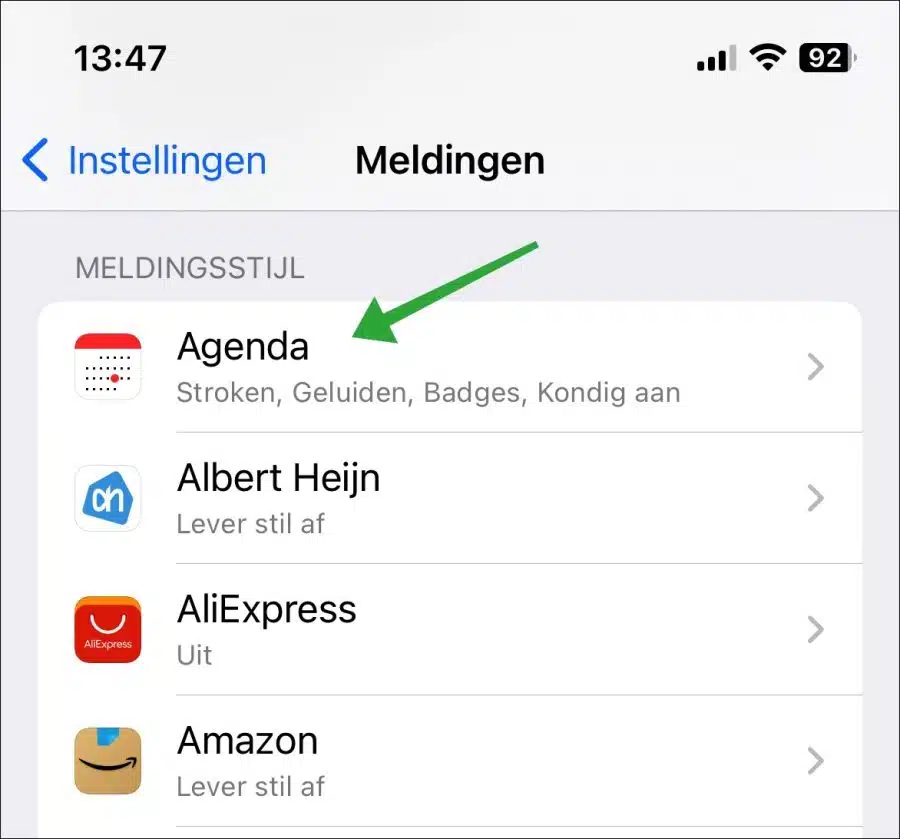 Melding instellingen per app wijzigen op iPhone