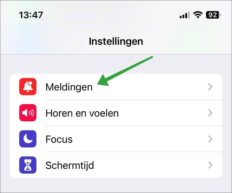 Meldingen instellingen iPhone