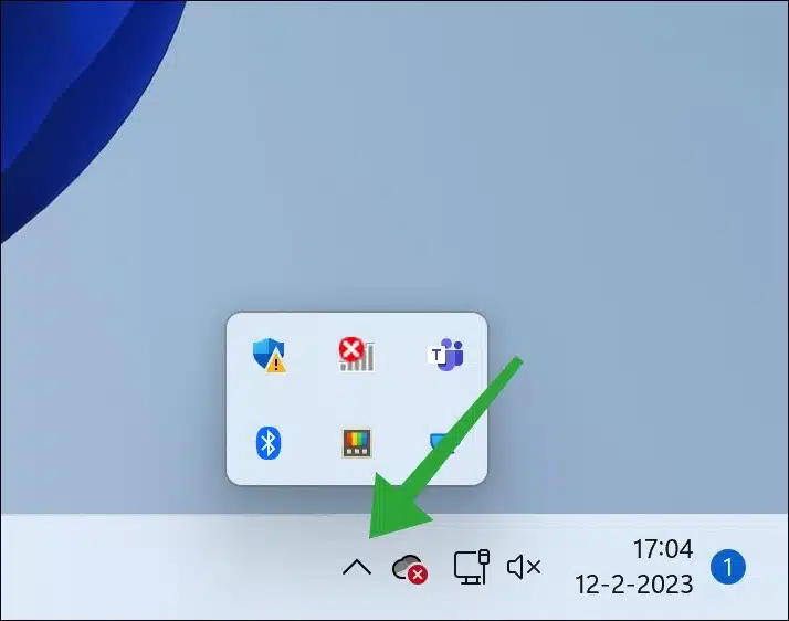 Pictogrammen in overloopmenu