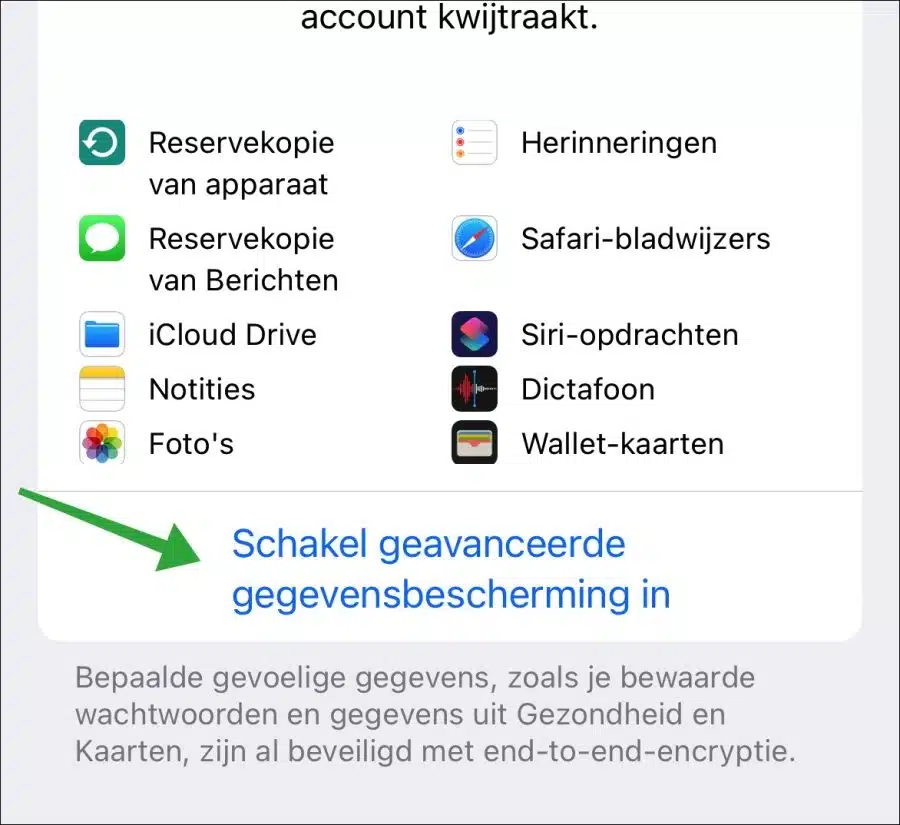 Schakel geavanceerde gegevensbescherming in