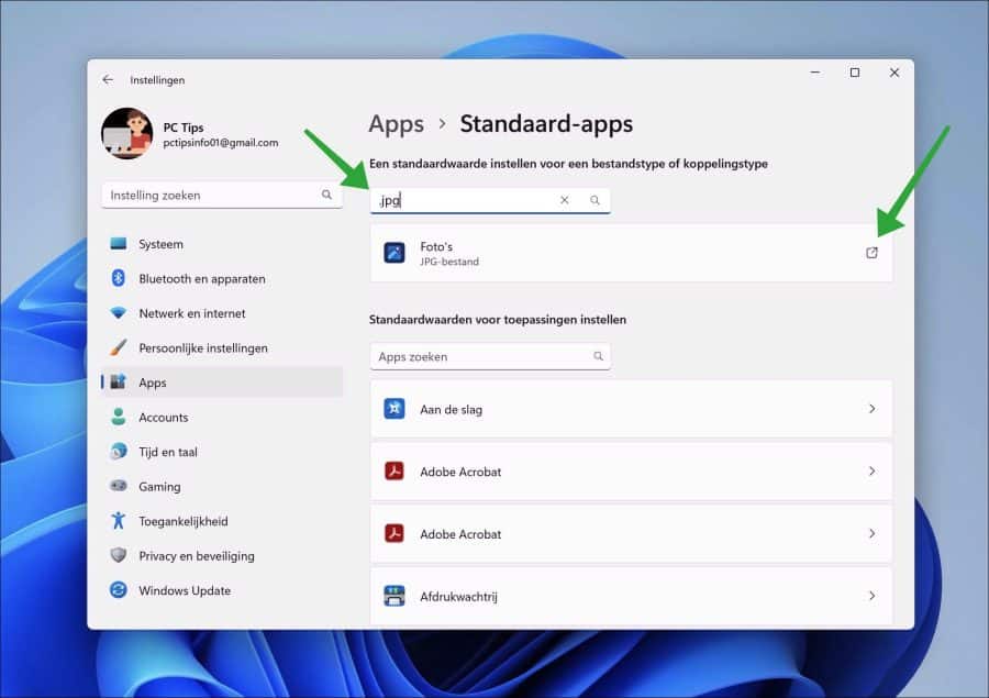 Standaard-app voor jpg of jpeg wijzigen