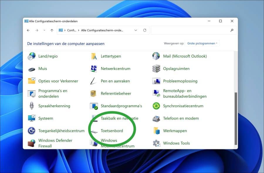 Toetsenbord instellingen openen in Windows 11 of 10