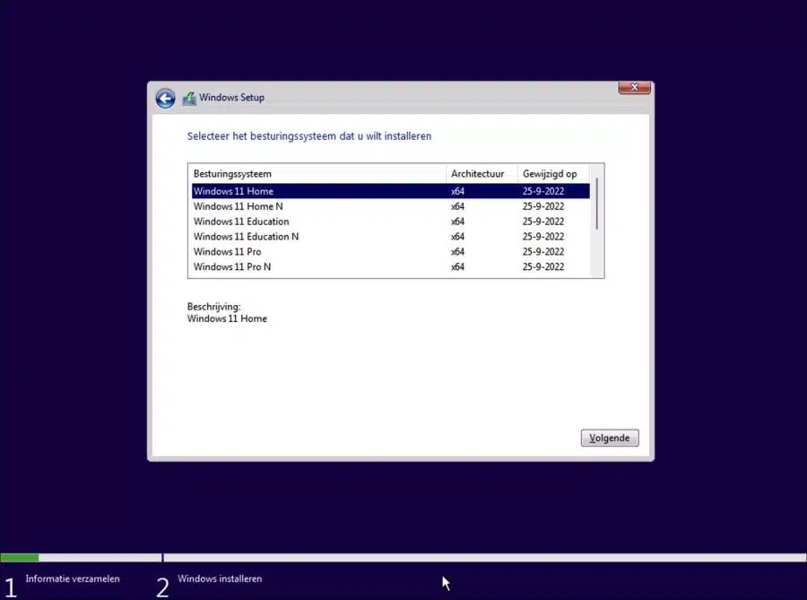 Windows 11 versie