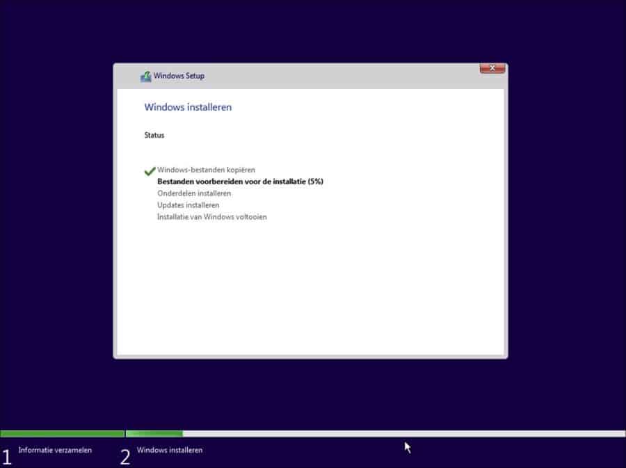 Windows 11 wordt geinstalleerd