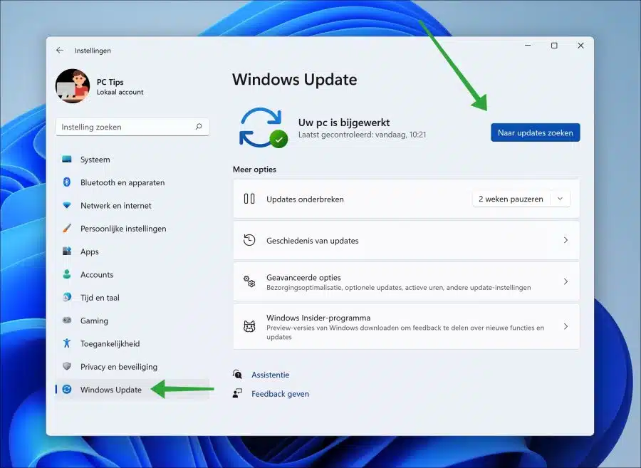 Windows update - Naar updates zoeken