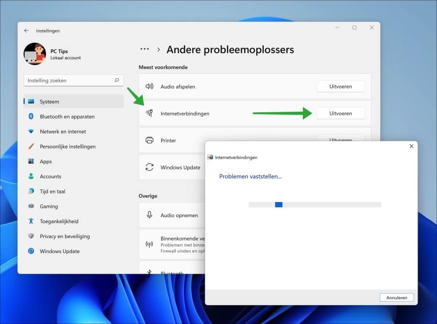 solucionar problemas de conexão com a internet