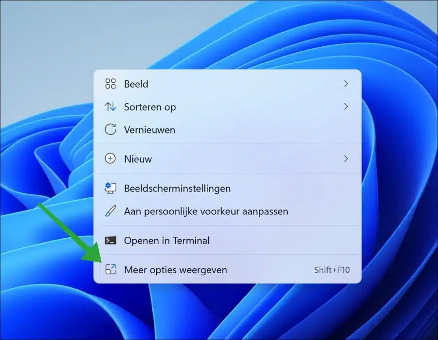 meer opties weergeven in Windows 11