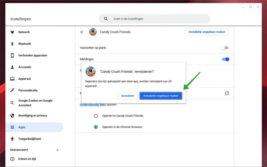 App verwijderen Chromebook