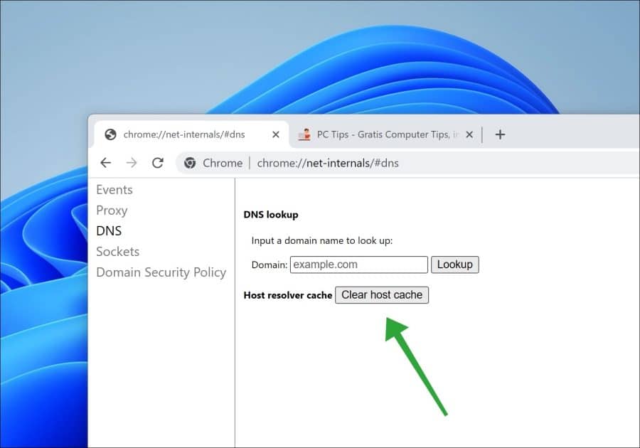 Clear host cache in Google Chrome