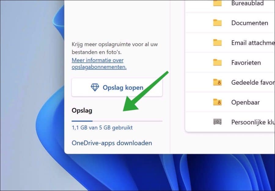 OneDrive hoeveel ruimte beschikbaar