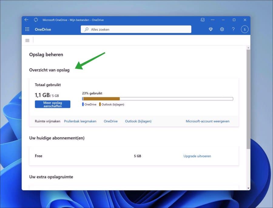 OneDrive totaal gebruikt