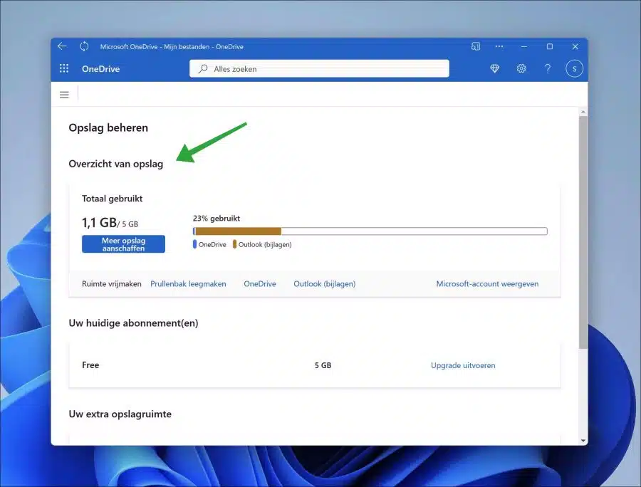OneDrive totaal gebruikt