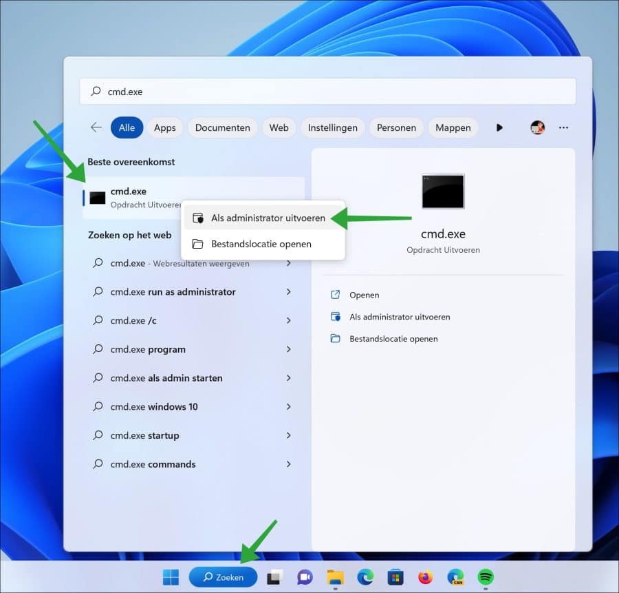 Opdrachtprompt als administrator uitvoeren