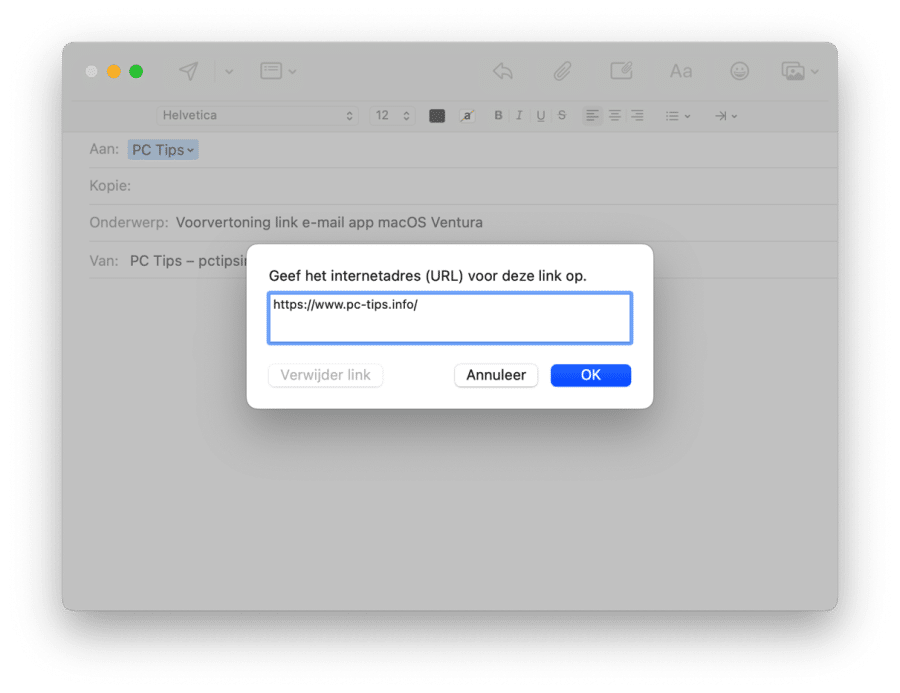 Vorschau-Link-Mail-App für MacOS