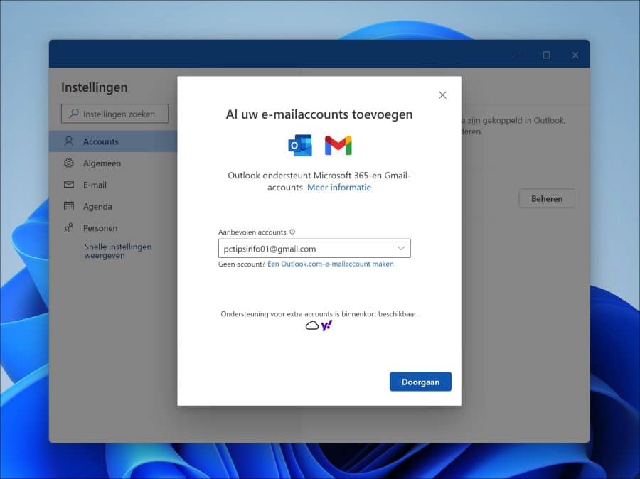 Al uw e-mailaccounts toevoegen aan Outlook